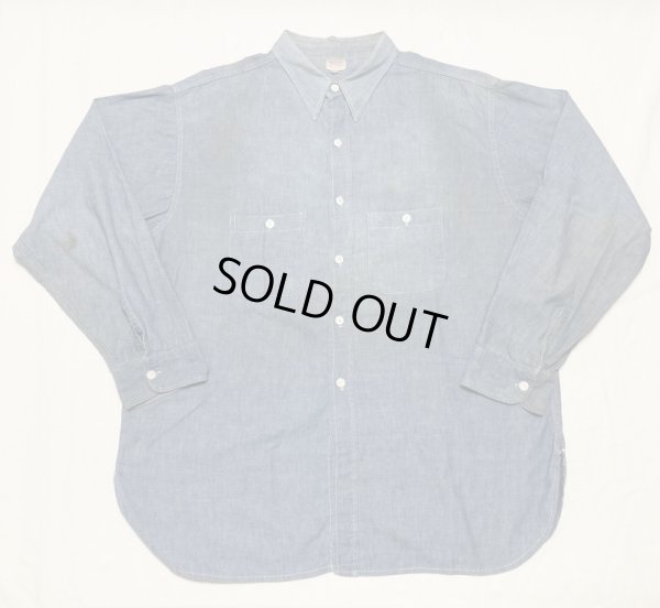 画像1: 50’s Blue Chambray Shirt (XL)