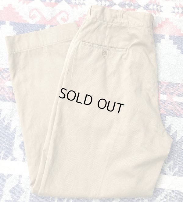 画像1: 60’s ARMY Cotton Khaki Chino Trousers (実寸約33.5x29)