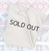 50’s US Military Cotton Khaki Chino Trousers (w-34) ボタンチノ
