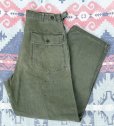 画像1: 1950’s ARMY OG107 Cotton Satin Utility Trousers (L) (1)