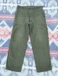 画像2: 1950’s ARMY OG107 Cotton Satin Utility Trousers (L)