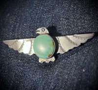 OLD Vintage Native American Thunderbird   Silver / Turquoise Brooch