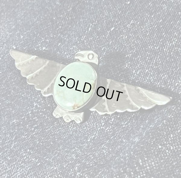 画像2: OLD Vintage Native American Thunderbird   Silver / Turquoise Brooch