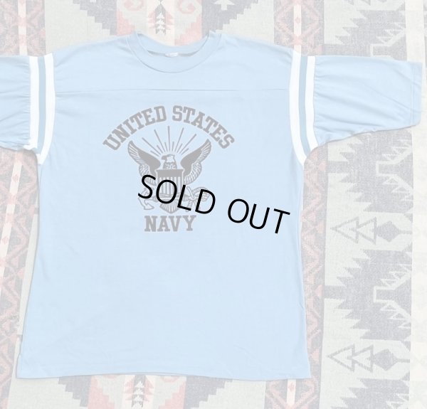 画像1: US NAVY Flock Print Football T Shirt