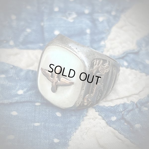 画像1: ~1940’s(WW2) USAAF Prop Wing "Shell/Gold/Silver" Sterling Silver Ring