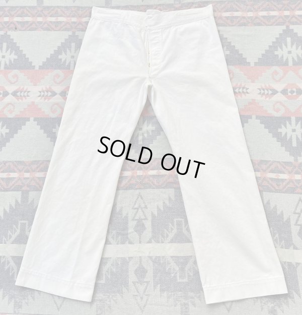 画像1: 1910’s〜 US NAVY White Cotton Sailor Pants(巻き縫い)