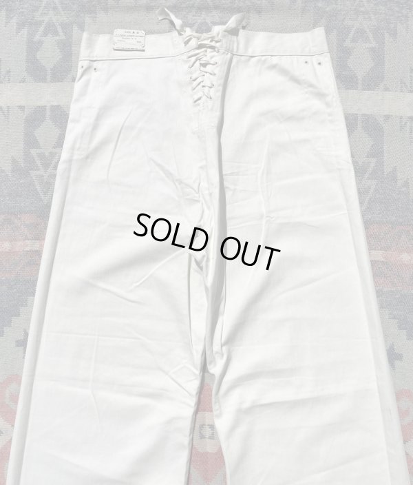 画像7: 30’s Dead Stock USN Lace Back White Cotton Sailor Pants(W32~33)