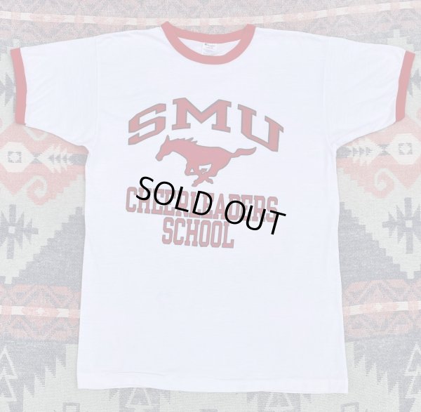 画像1: 80’s Champion SMU Mustangs 4段染み込みプリント Ringer T Shirt