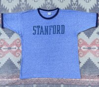70’s~ Champion "STANFORD"染み込みプリント Ringer Tee