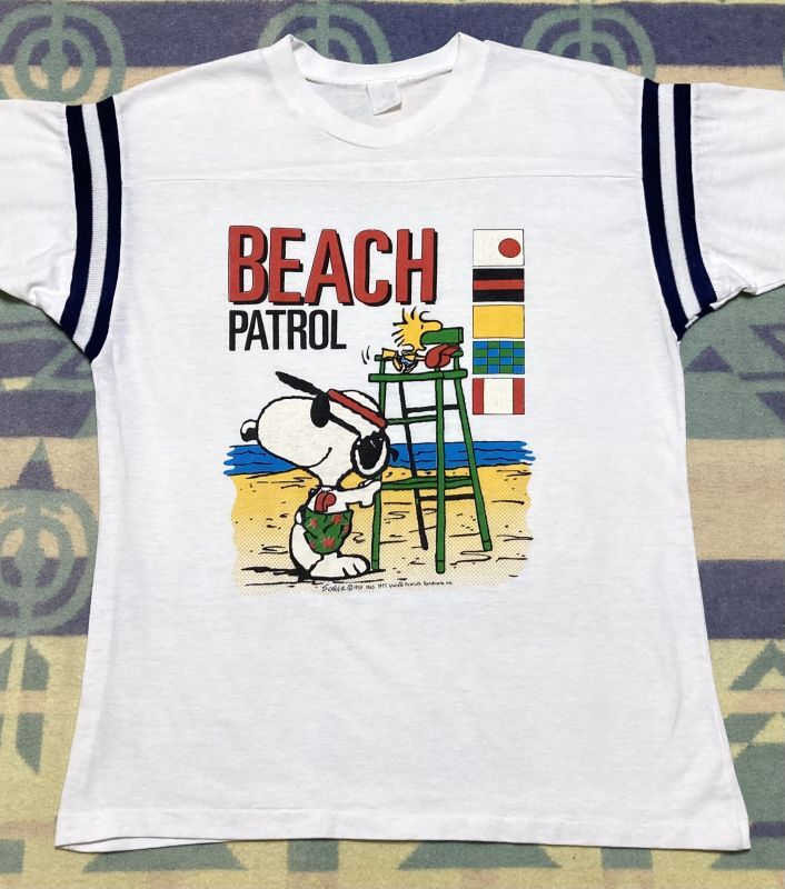 画像1: 80’s ARTEX Football T-Shirt (Snoopy Beach Patrol)