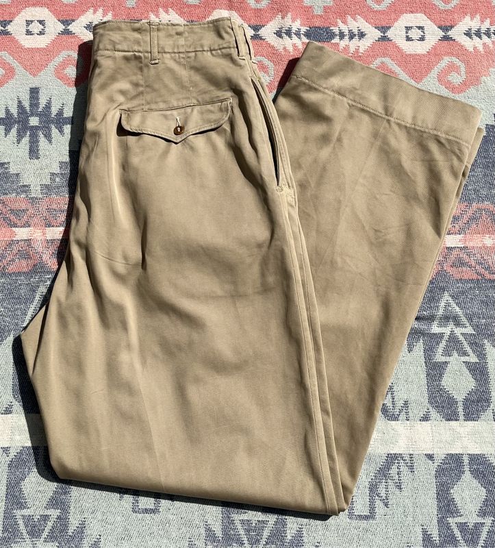 画像1: 1940’s ARMY Officer’s Cotton Khaki Chino Trousers