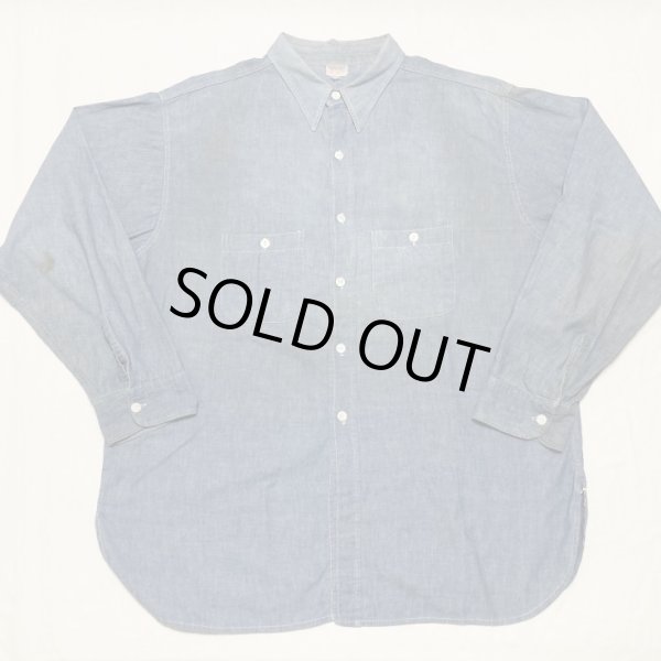 画像1: 50’s Blue Chambray Shirt (XL) (1)
