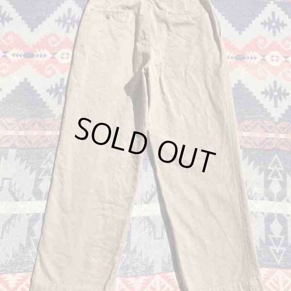 画像2: 60’s ARMY Cotton Khaki Chino Trousers (約33x30) (2)