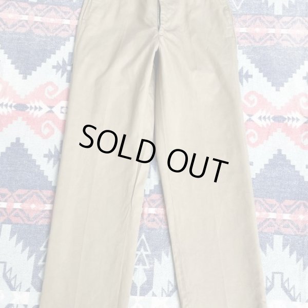 画像2: 60’s Cotton Khaki Chino Trousers (29x33) (2)