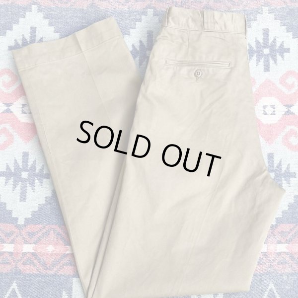 画像1: 60’s Cotton Khaki Chino Trousers (29x33) (1)