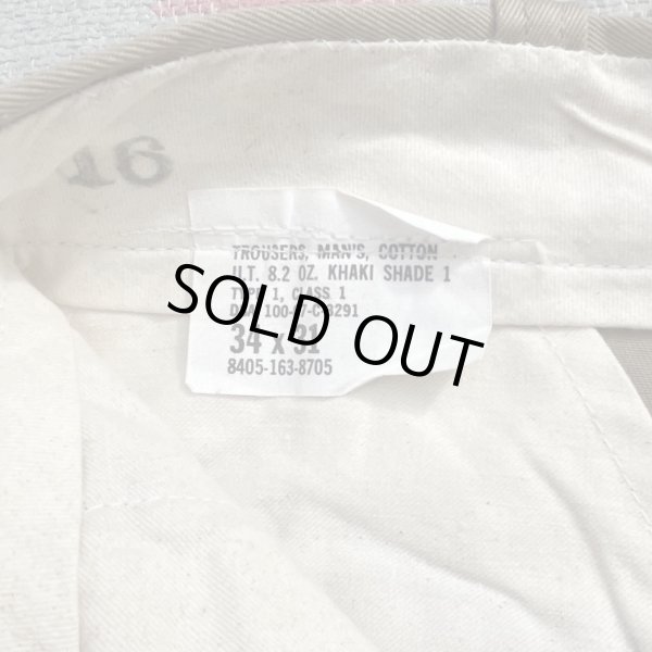 画像2: 60’s ARMY Cotton Khaki Chino Trousers(34x31)Mint~NOS? (2)