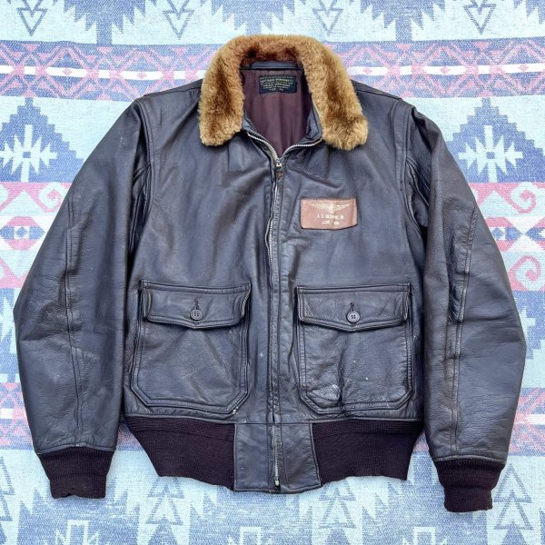 画像1: 1957’ G-1 Leather Flight Jacket (40)襟裏USNステンシル (1)