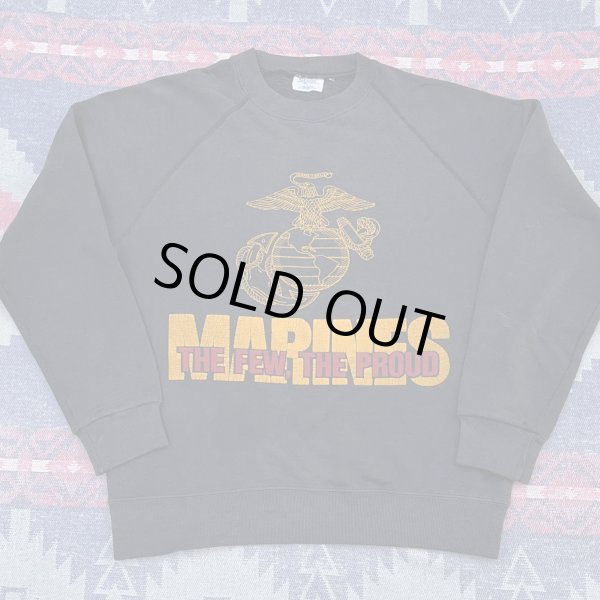 画像2: 黒ボディ USMC Sweat Shirt (L) (2)