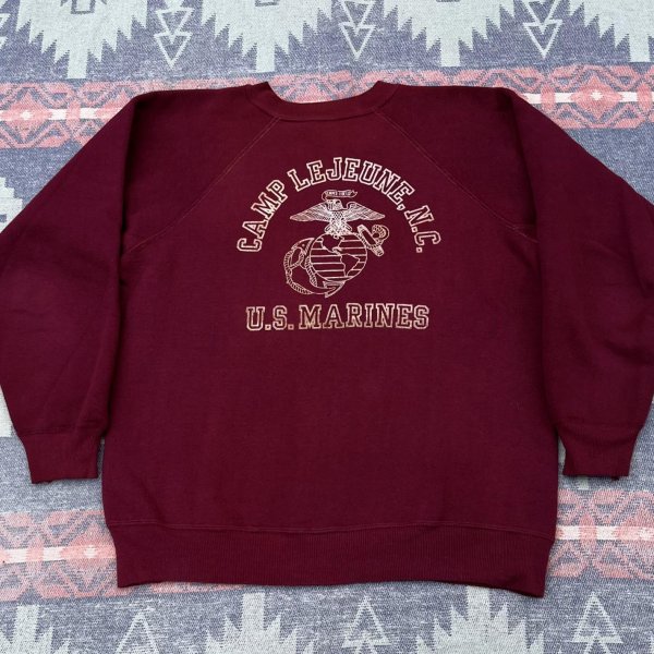 画像1: 60’s USMC Flock Print Sweat Shirt (L) Excellent (1)