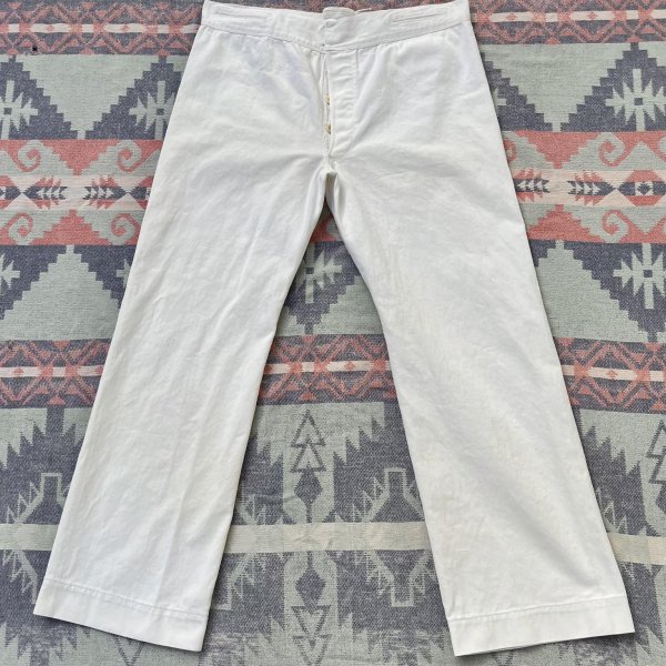 画像1: 1910’s〜 US NAVY White Cotton Sailor Pants(巻き縫い) (1)