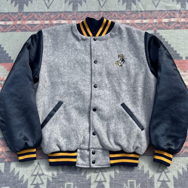 画像1: ARTEX US NAVY Fleece Varsity Jacket (1)