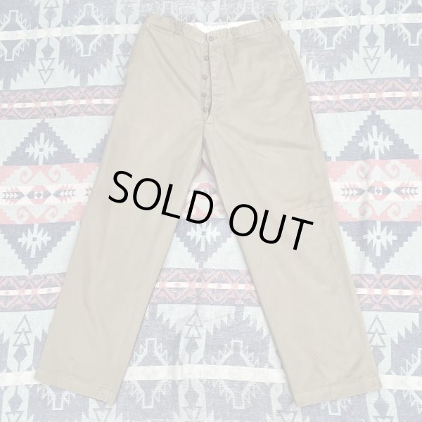 画像2: 50’s ARMY Cotton Khaki Chino (ボタンチノ) 実寸34 (2)