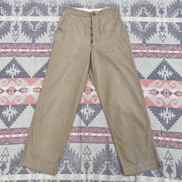 画像2: 40’s ARMY M1945 Cotton Khaki Chino Trousers (両シームダブルステッチ) (2)