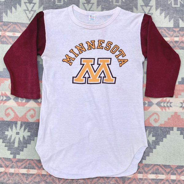画像1: 80’s Champion Water Print Baseball Tee (1)