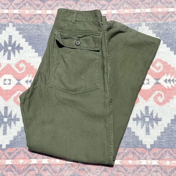 画像1: Circa Late 60’s ARMY OG-107 Sateen Utility Trousers ベイカーパンツ (1)