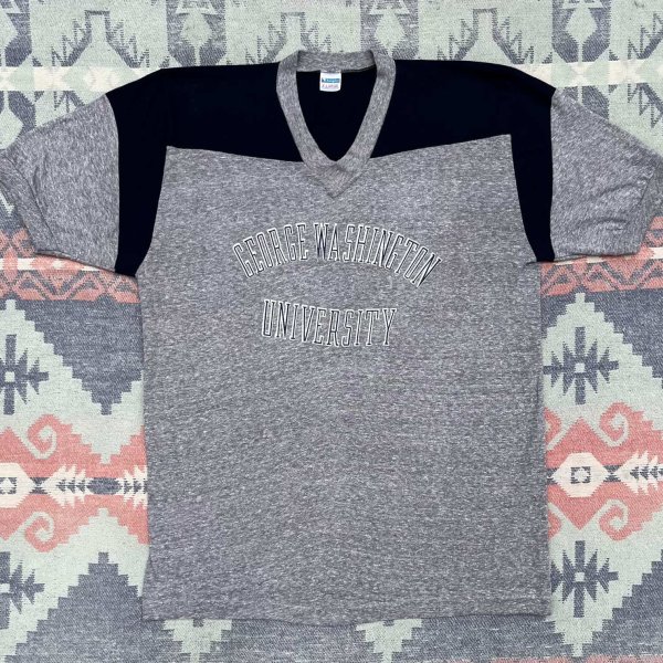 画像1: 70’s~Champion Blue Bar Tag V Neck Tee (XL) (1)