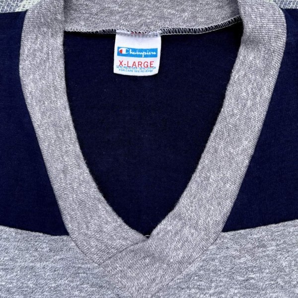 画像2: 70’s~Champion Blue Bar Tag V Neck Tee (XL) (2)