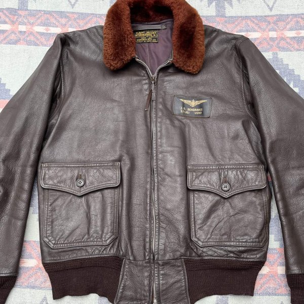 画像1: 1952’ USN "Monarch" G-1 Leather Flight Jacket (Mil-J-7823AER)中尉着用 (1)
