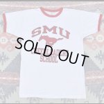 画像: 80’s Champion SMU Mustangs 4段染み込みプリント Ringer T Shirt