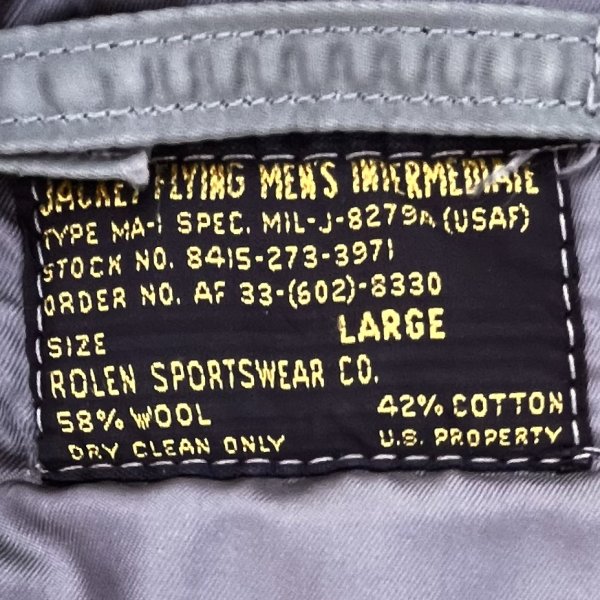 画像12: 極上 50’s MA-1 (8279A) Rolen Sportswear 13th FIS  F-101 Voodoo colonel Pilot着用 (12)